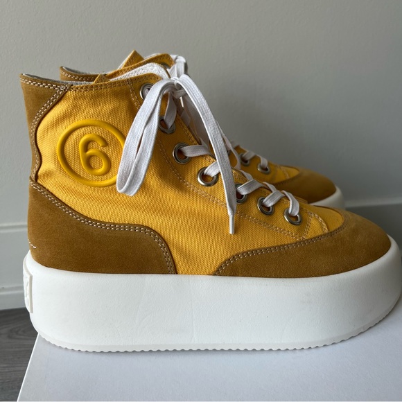 Maison Margiela MM6 high top yellow canvas sneakers - Picture 7 of 9